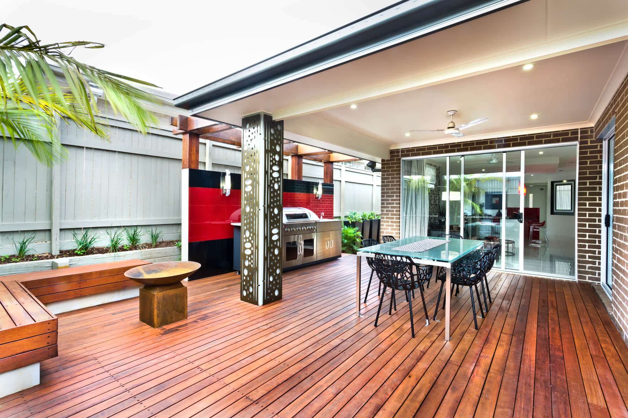 deck with an outdoor kitchen