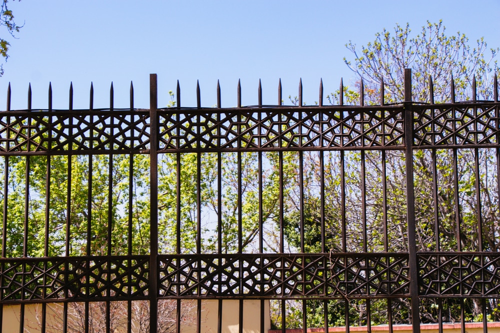 A decorative metal fence