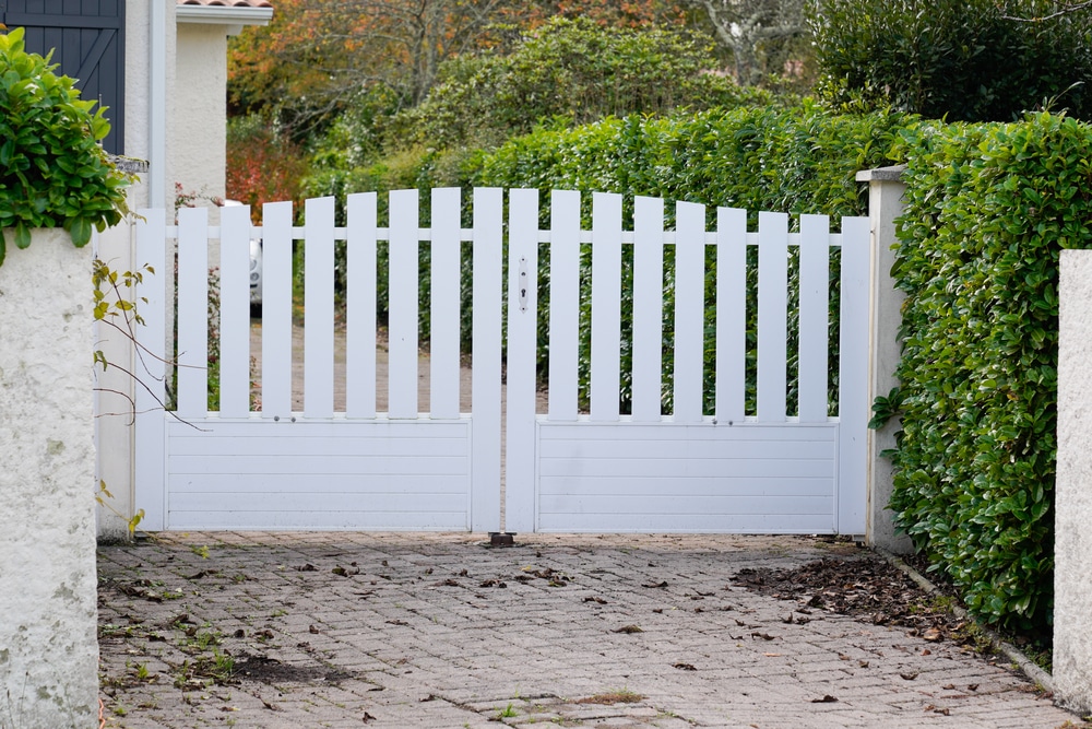 suburban pvc plastic gate white on home street access house garden